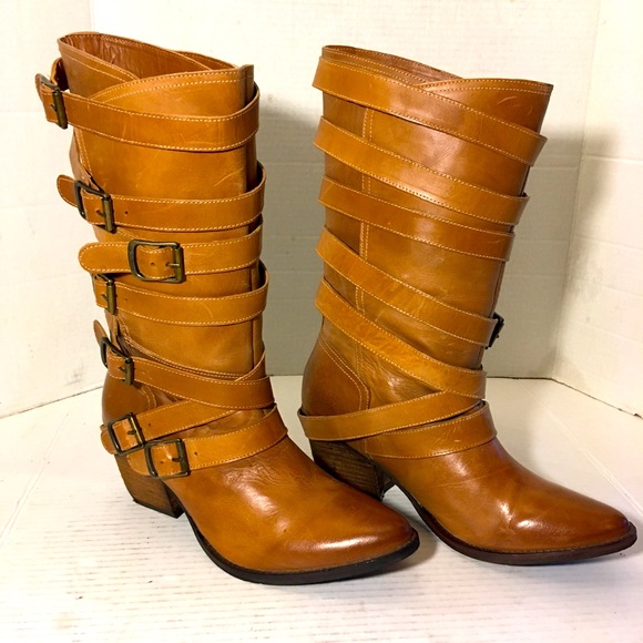 naughty monkey Shoes - Naughty Monkey Women’s Tan Avril Buckled Up Boots